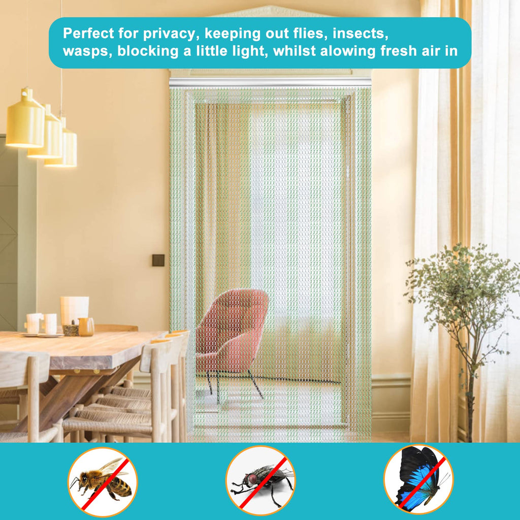 Lymmiytc Aluminium Chain Door Curtain - 90x200cm Metal Fly Screen, Green