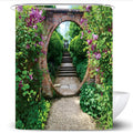 Floral Shower Curtain | Waterproof Green Leaf Polyester Fabric
