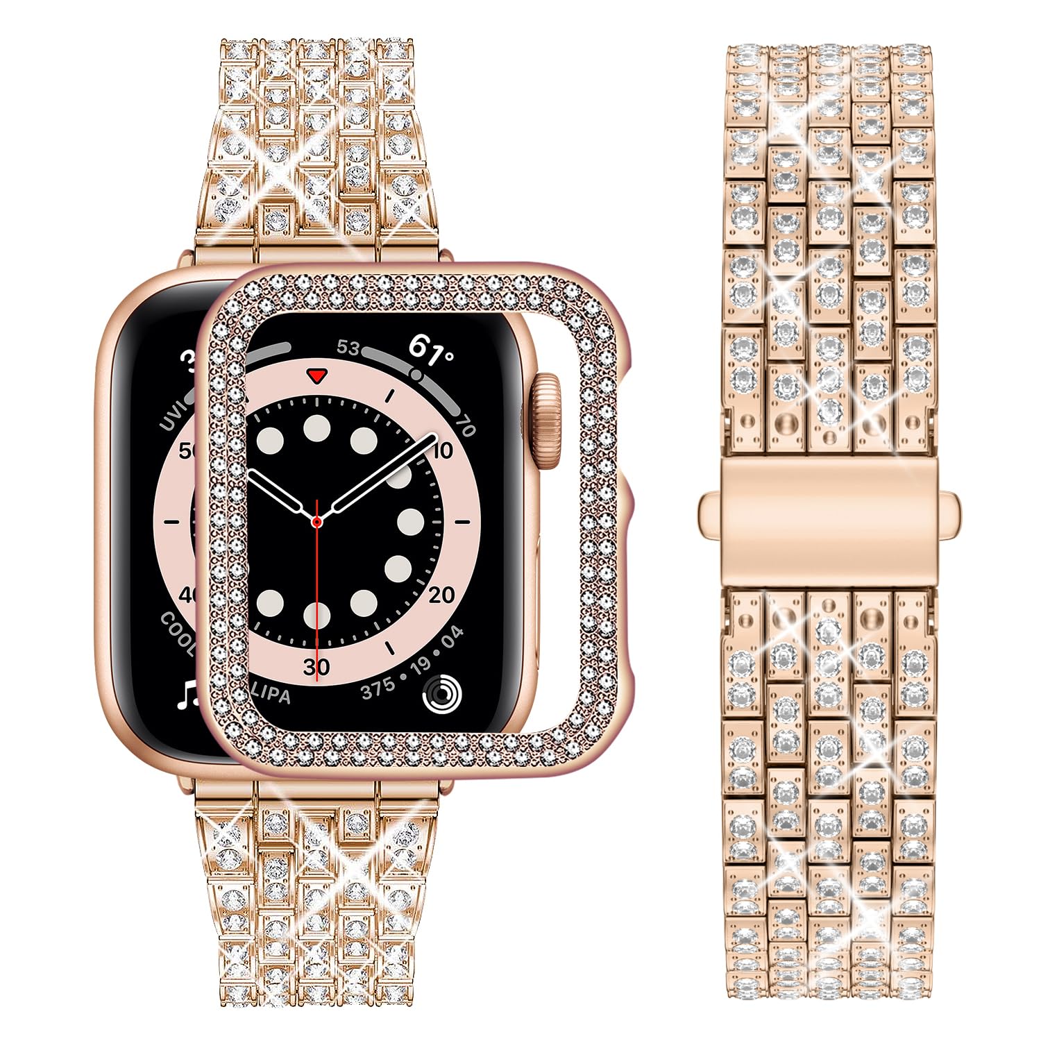 wutwuk Bling Apple Watch Strap 40mm | Rose Gold Rhinestone Band