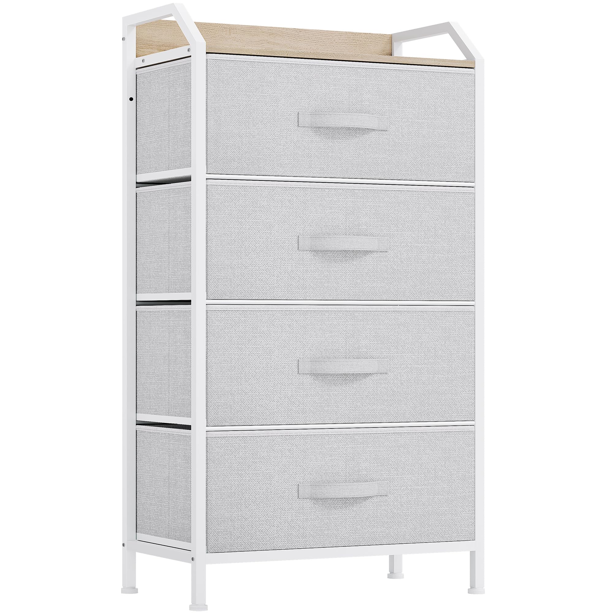 YITAHOME 4-Drawer Fabric Dresser | Metal Frame Storage Chest, Light Gray