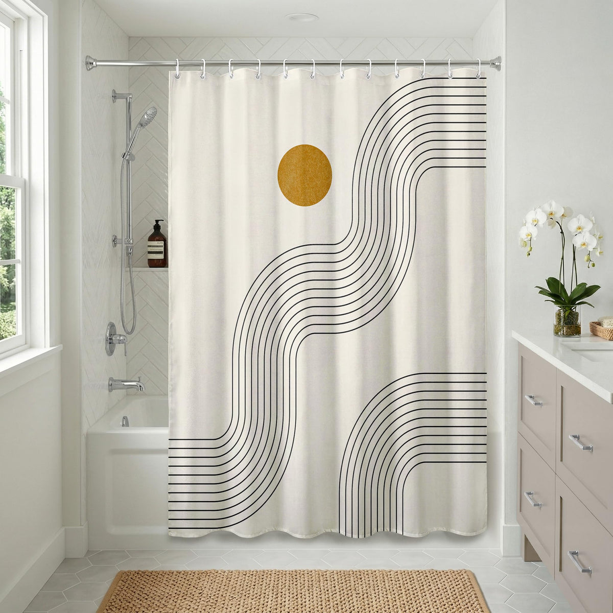 Americanflat 71x74 Boho Shower Curtain - 100% Polyester Shower Curtain with 12 Hooks - Shower Curtains for Bathroom - image 2