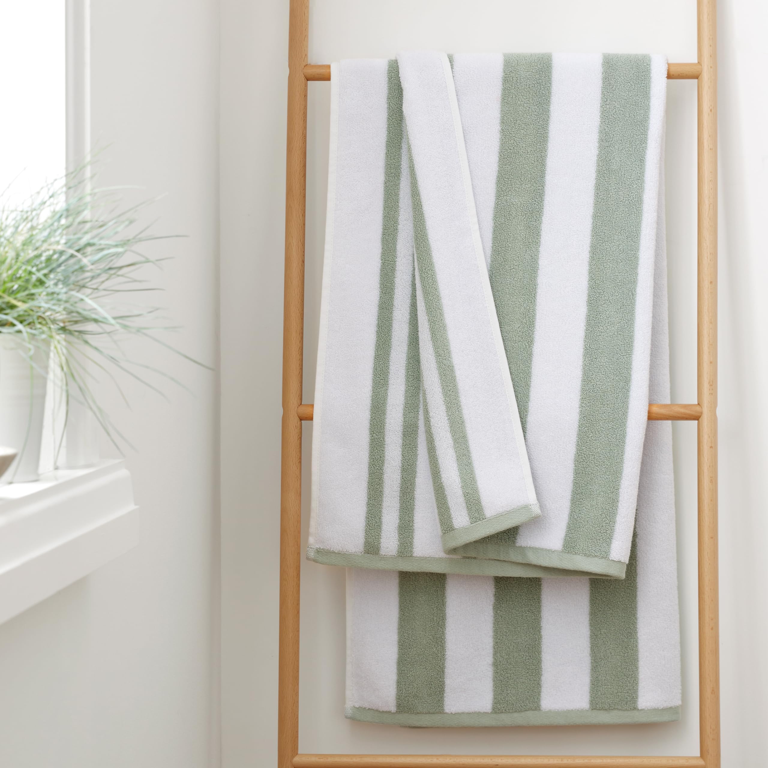Bianca Sage Green Cotton Jacquard Reversible Hand Towel - 50x85cm