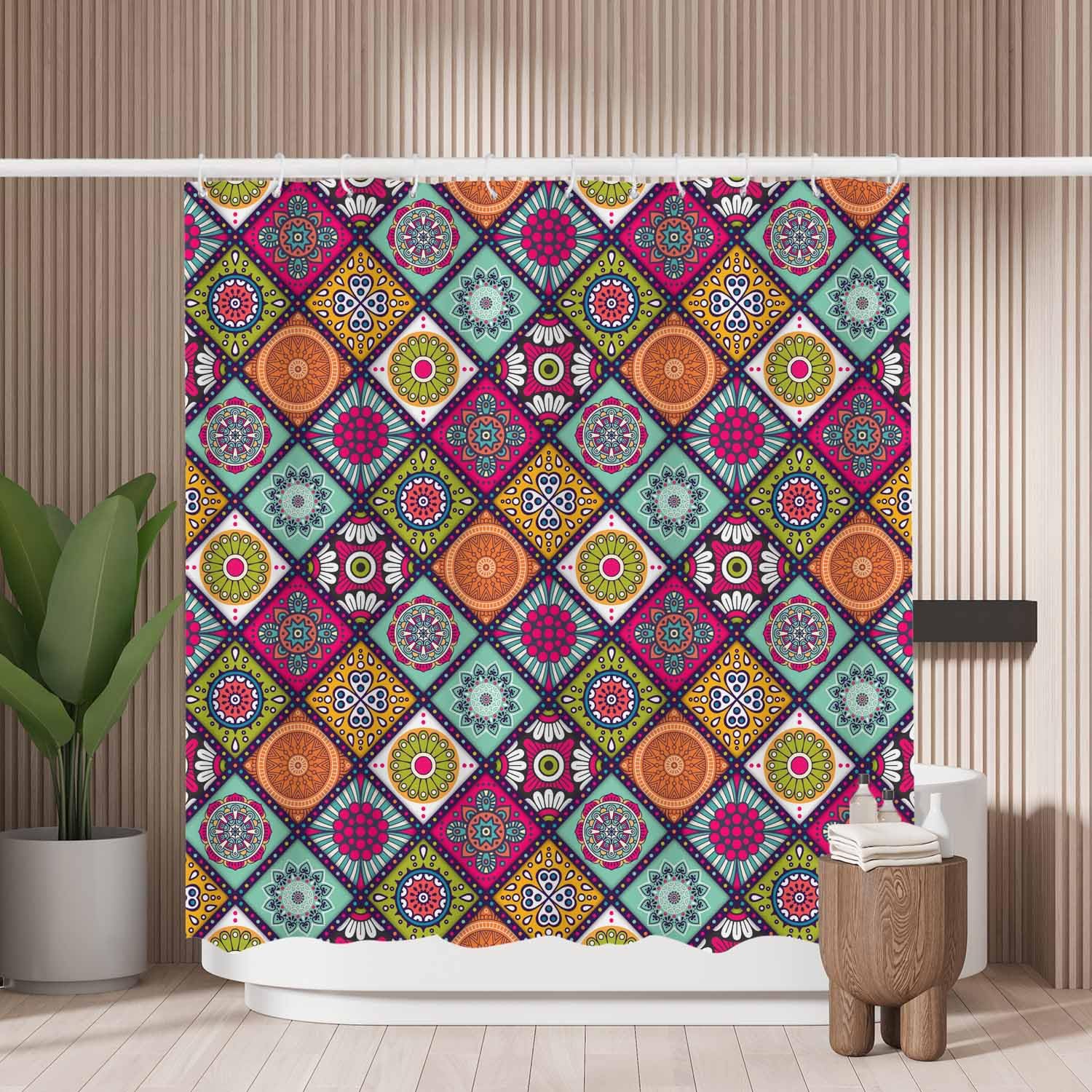 Vintage Mandala Shower Curtain – Mold Resistant Polyester