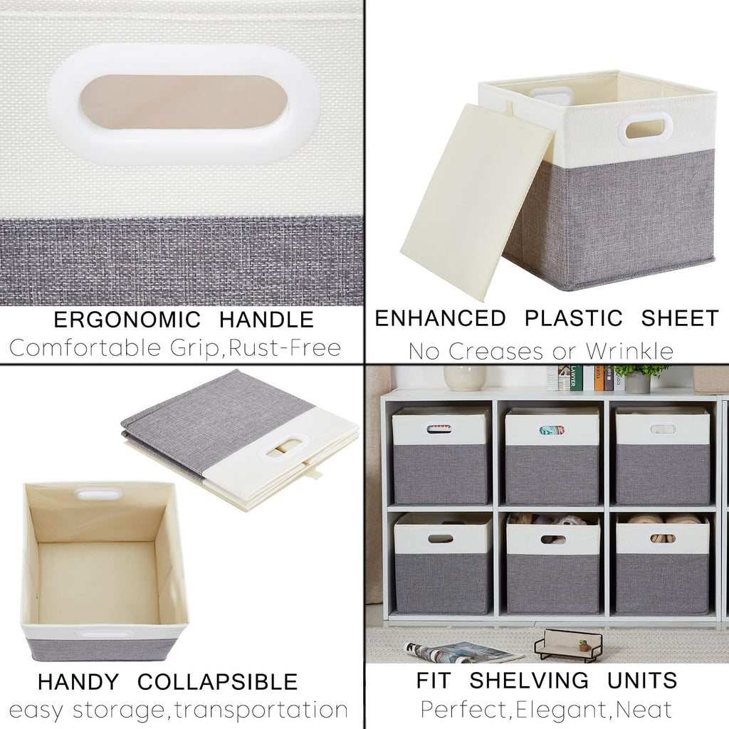 Mangata Fabric Storage Cubes – 30cm Collapsible Linen Baskets, 4-Pack