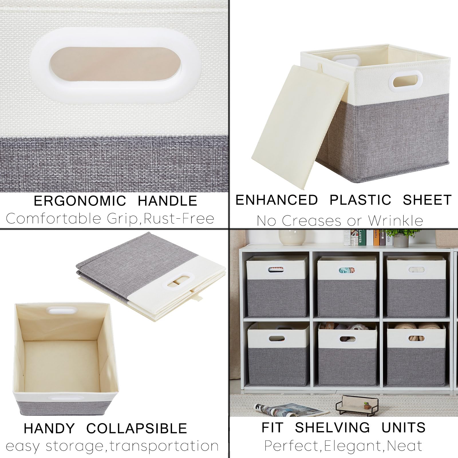 Mangata Fabric Storage Cubes – 30cm Collapsible Linen Baskets, 4-Pack