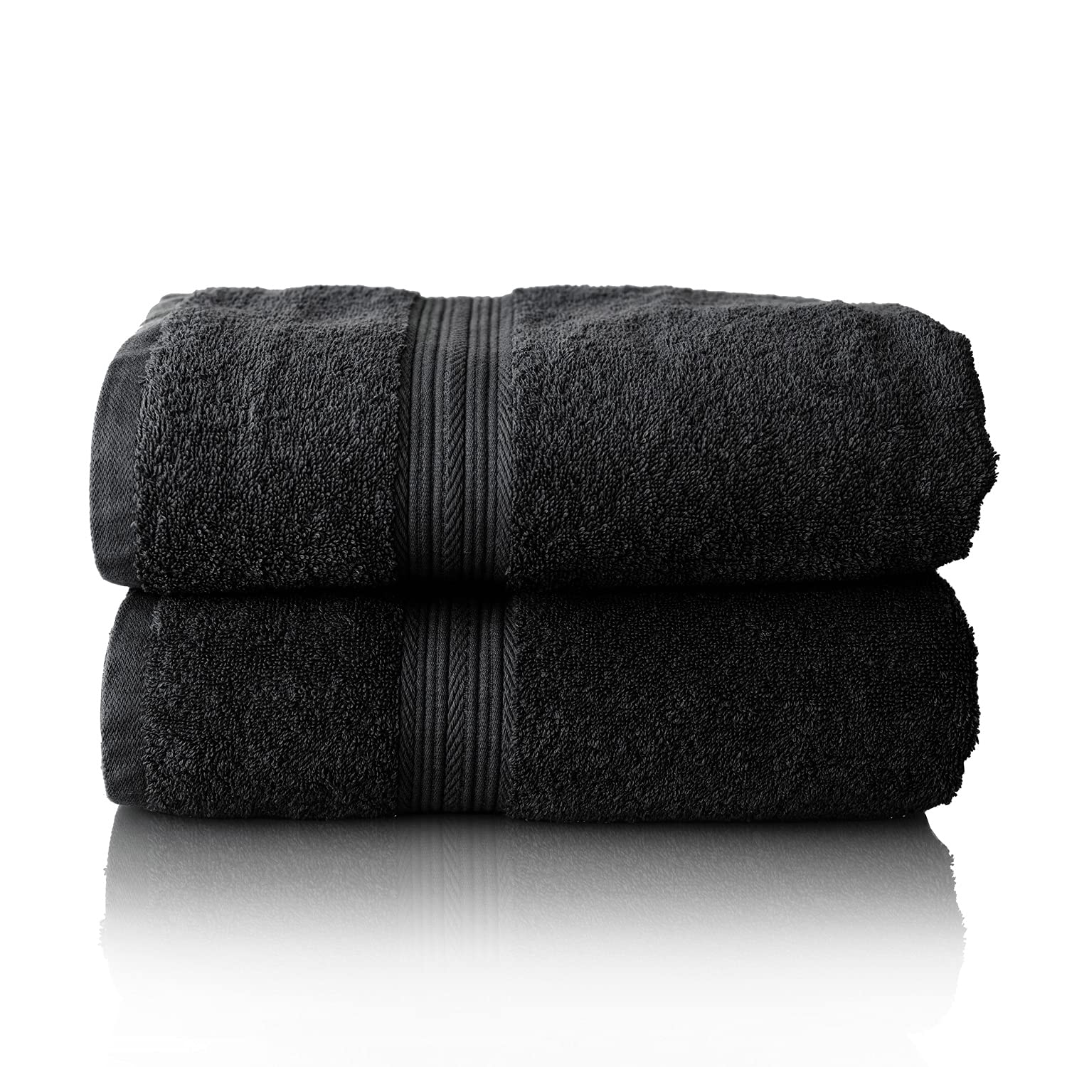 Glart Premium Cotton Sauna Towels – Set of 2 Black Terry Towels 70x200cm