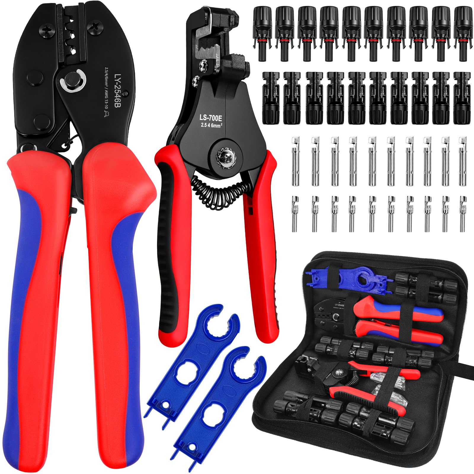 SBGGRL Solar Panel Connectors Kit with Crimper, Stripper & 10 Pairs PV Plug