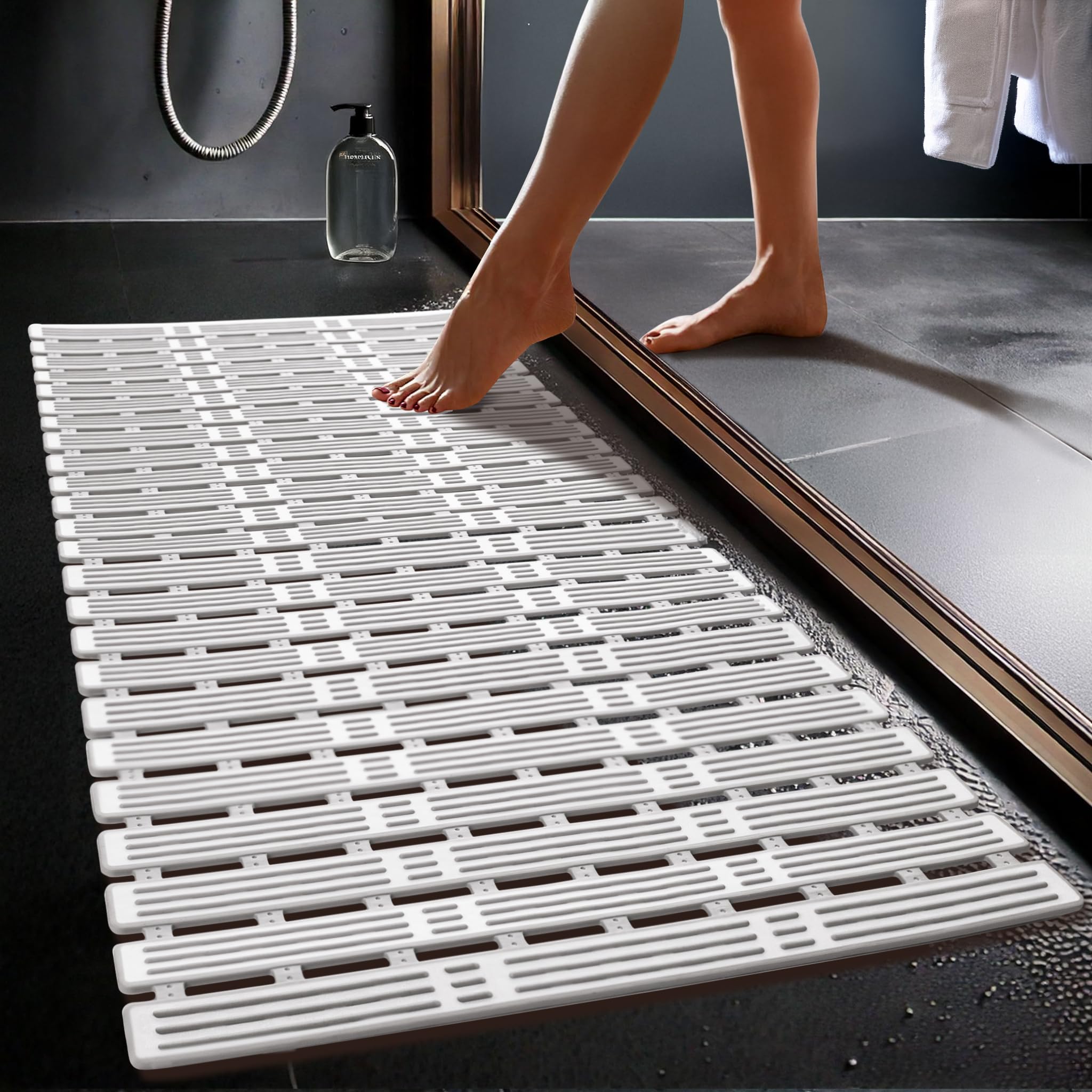 Anti Slip Shower Mat – Extra Long 90x40cm Anti Mould Rubber