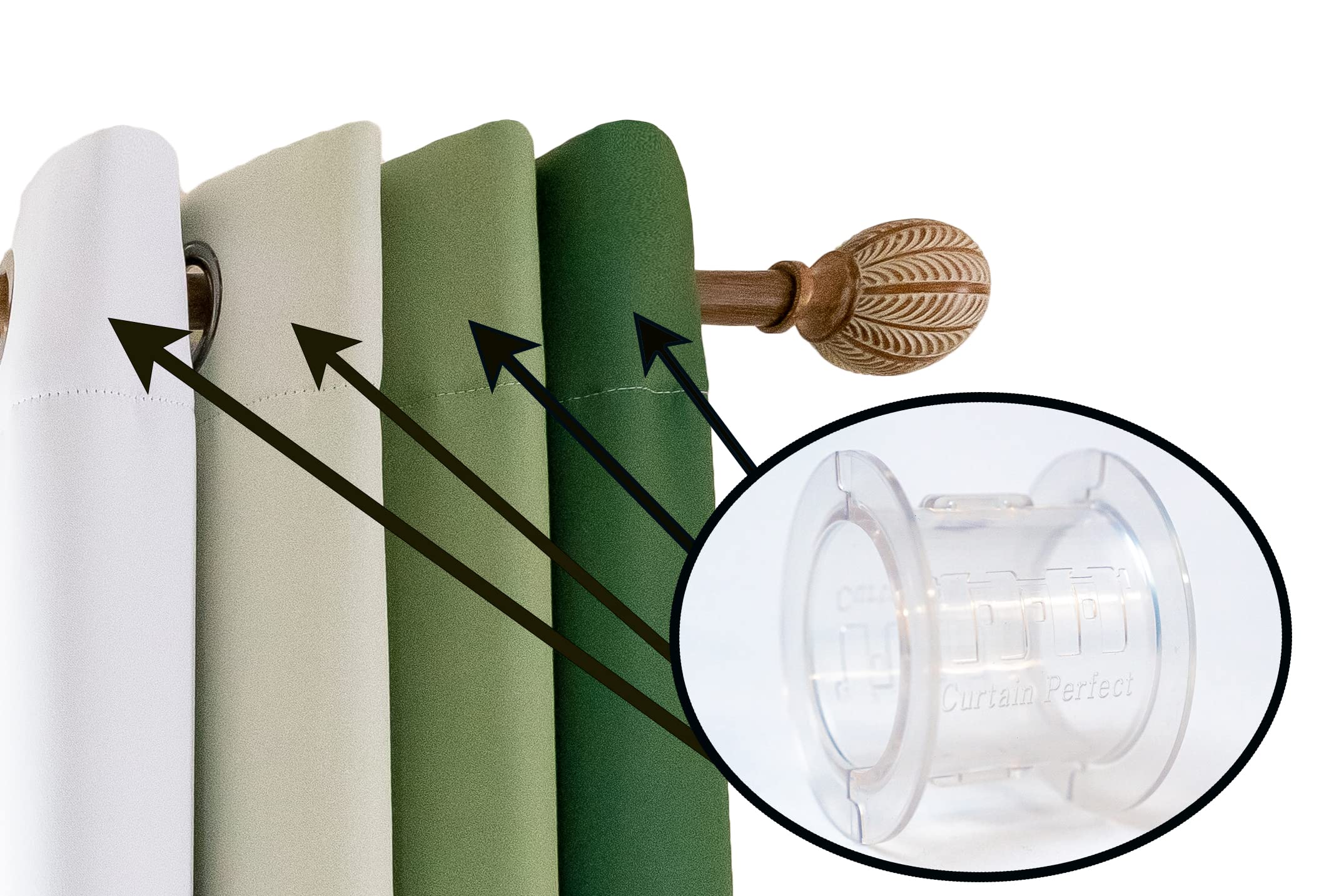 Jolof Store Curtain Spacers – 8 Pack Clear Snap-On Drapery Shapers