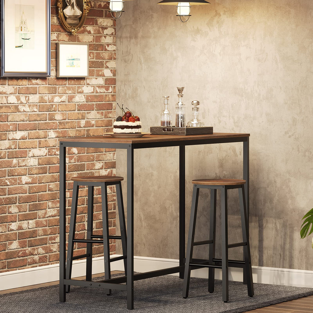 HOOBRO Industrial Bar Stools Set of 2 – 63 cm Rustic Brown & Black
