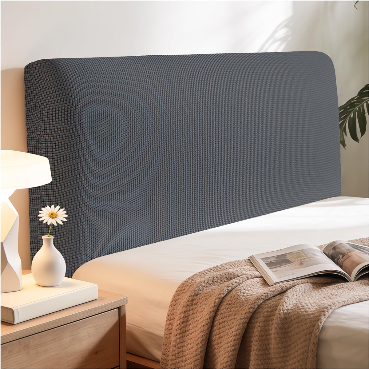 Niuoppy Bed Headboard Cover Fully Wrapped, Stretch Head Board Covers for Single Bed, Beds Headboard Protector Dustproof and Cat Scratch-proof - image 1