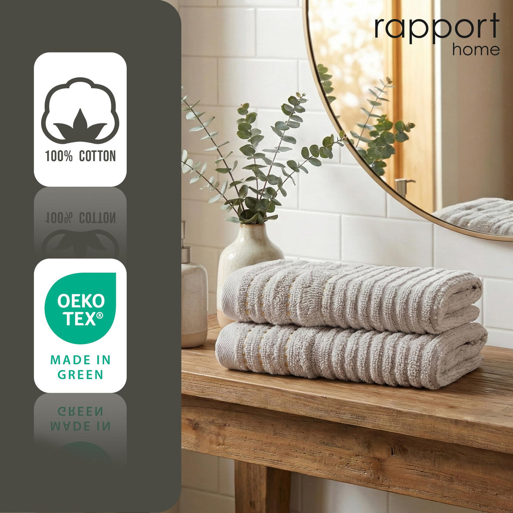 Rapport Home Linear Bath Towels 2-Pack | Dove Grey | 70x120cm | 100% Cotton 500gsm | Oeko-Tex Made in Green & BCI Certified - image 4