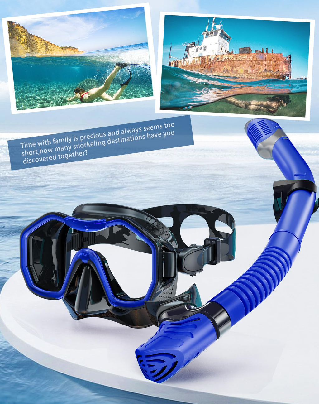 Lealinga 2-Pack Snorkel Set | Anti-Fog Panoramic Mask & Dry Top Snorkel