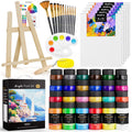 Nicpro 46-Piece Acrylic Paint Canvas Set with Wood Table Easel