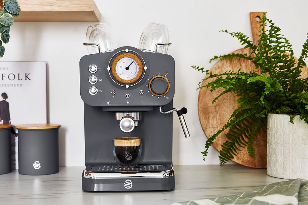 Swan Nordic Espresso Coffee Machine | 15 Bar Milk Frother - Slate Grey