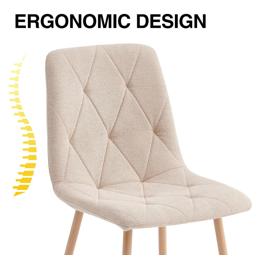 Set of 6 Dining Chairs for Dining Room, Fabric Kitchen Chairs Set, Beige - image 5