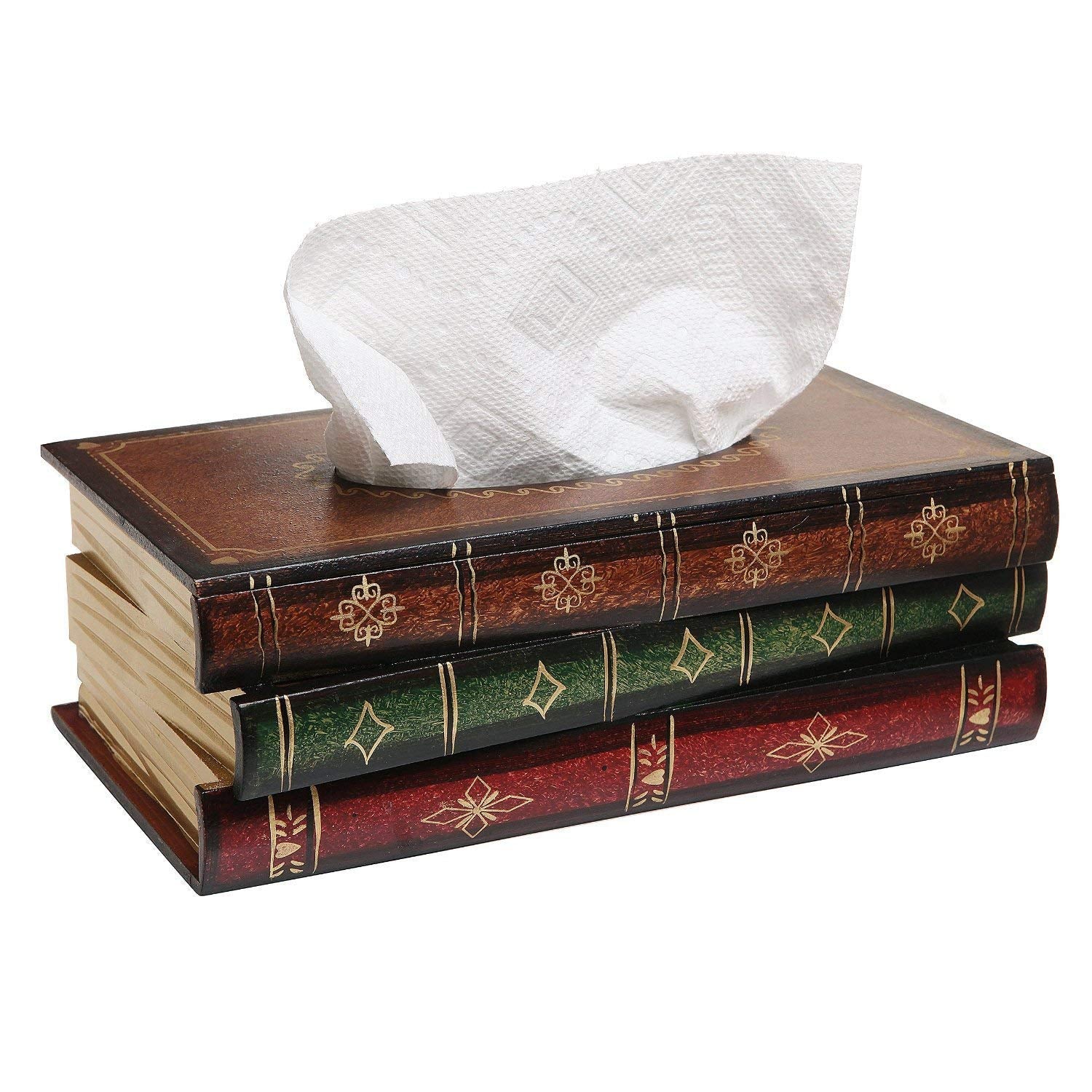 Jolof Store Antique Wooden Tissue Box – Vintage Book Style Holder