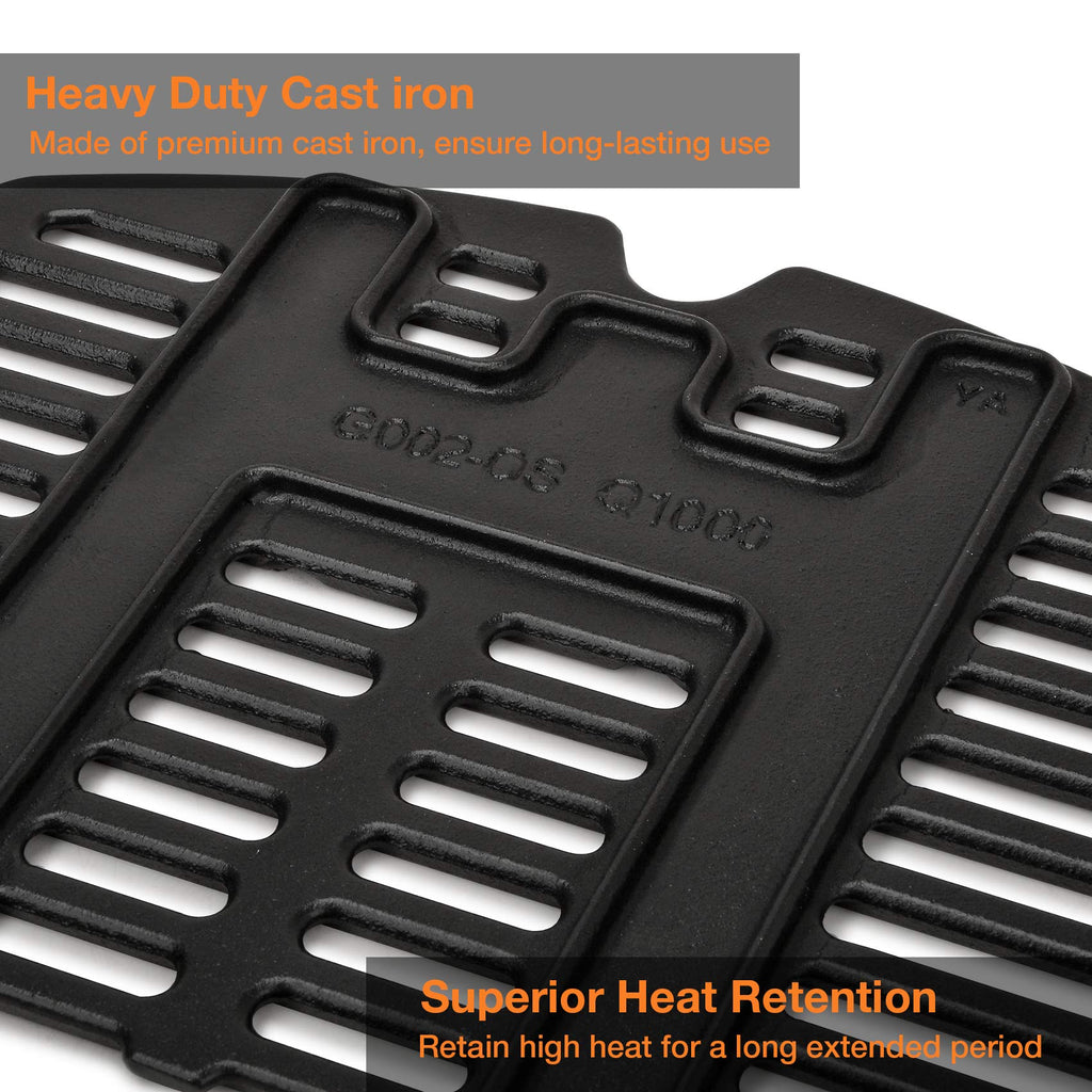 Onlyfire Cast Iron Cooking Grates for Weber Q1000 Q1200 Q1400, 2-Pack