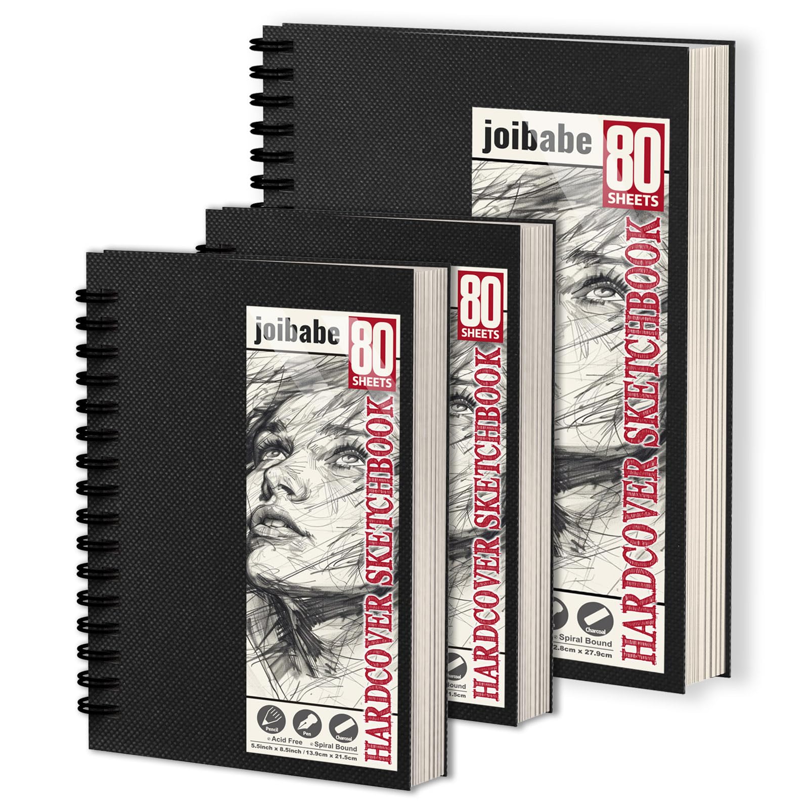 3-Pack Sketchbooks | A4 & A5 Hardcover Spiral Drawing Pads