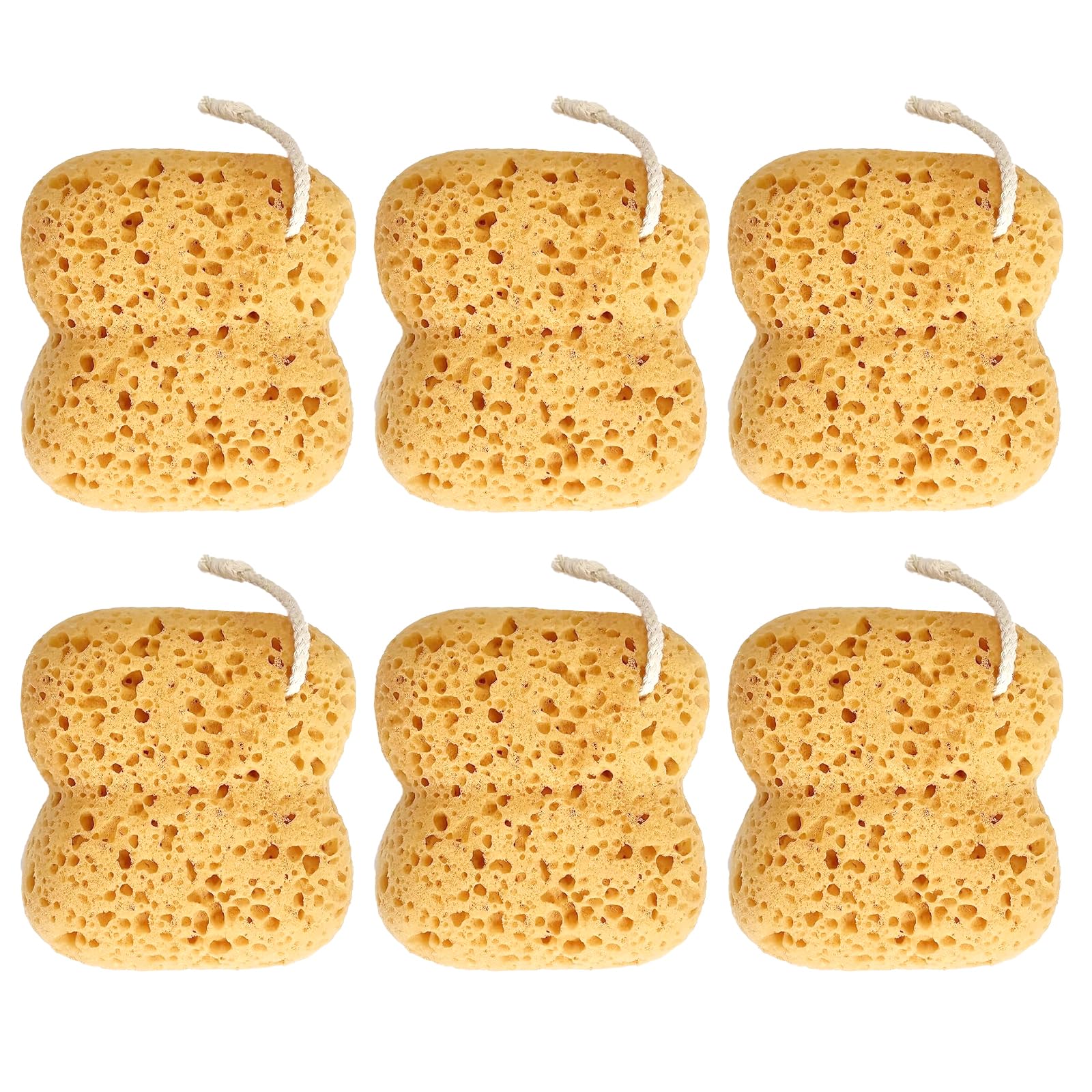 6-Pack Honeycomb Bath Sponges – Large Exfoliating Sea Sponge