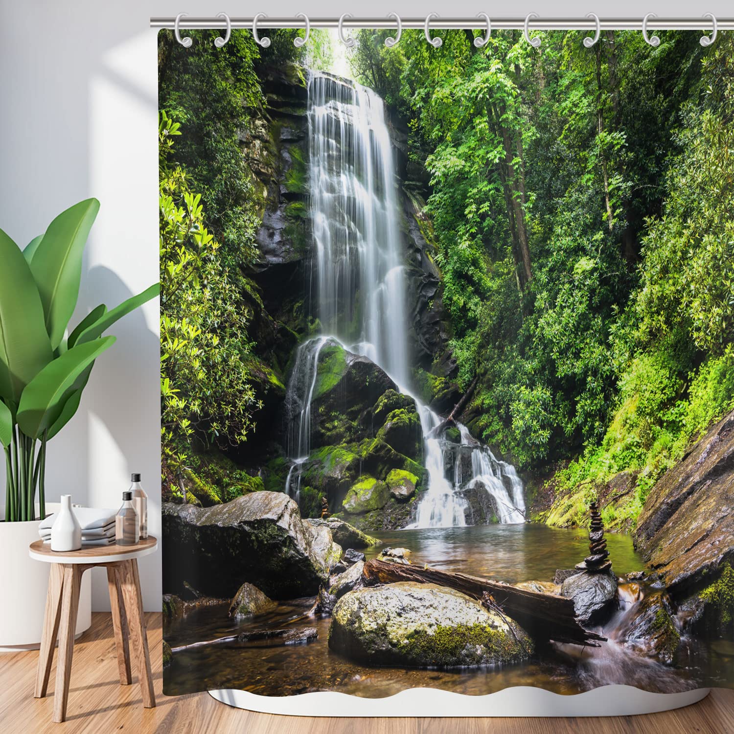 Hnmdmyi Tropical Jungle Forest Shower Curtain | Waterproof Polyester 180x200