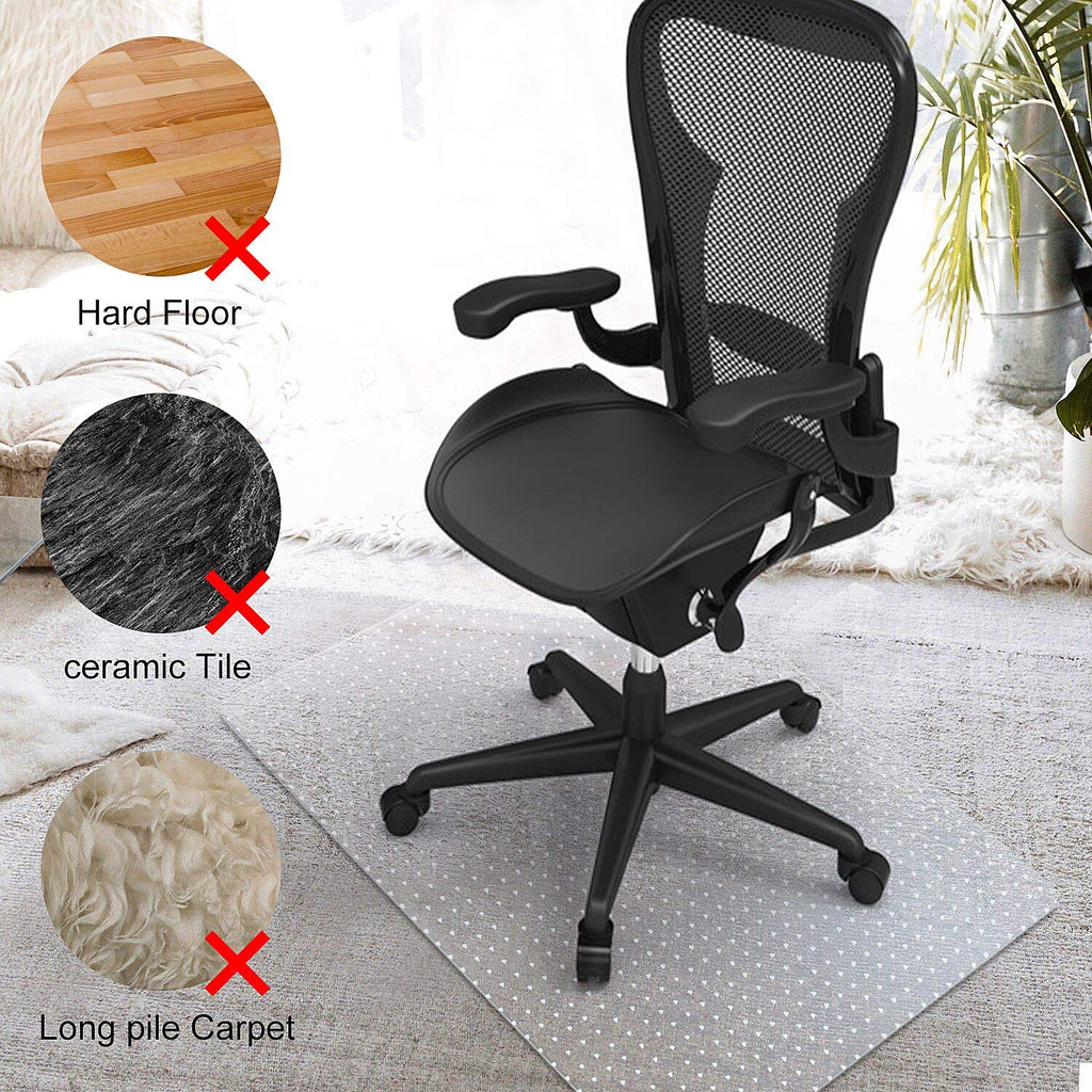 Kuyal Clear Carpet Chair Mat | 48" x 36" Studded PVC Floor Protector