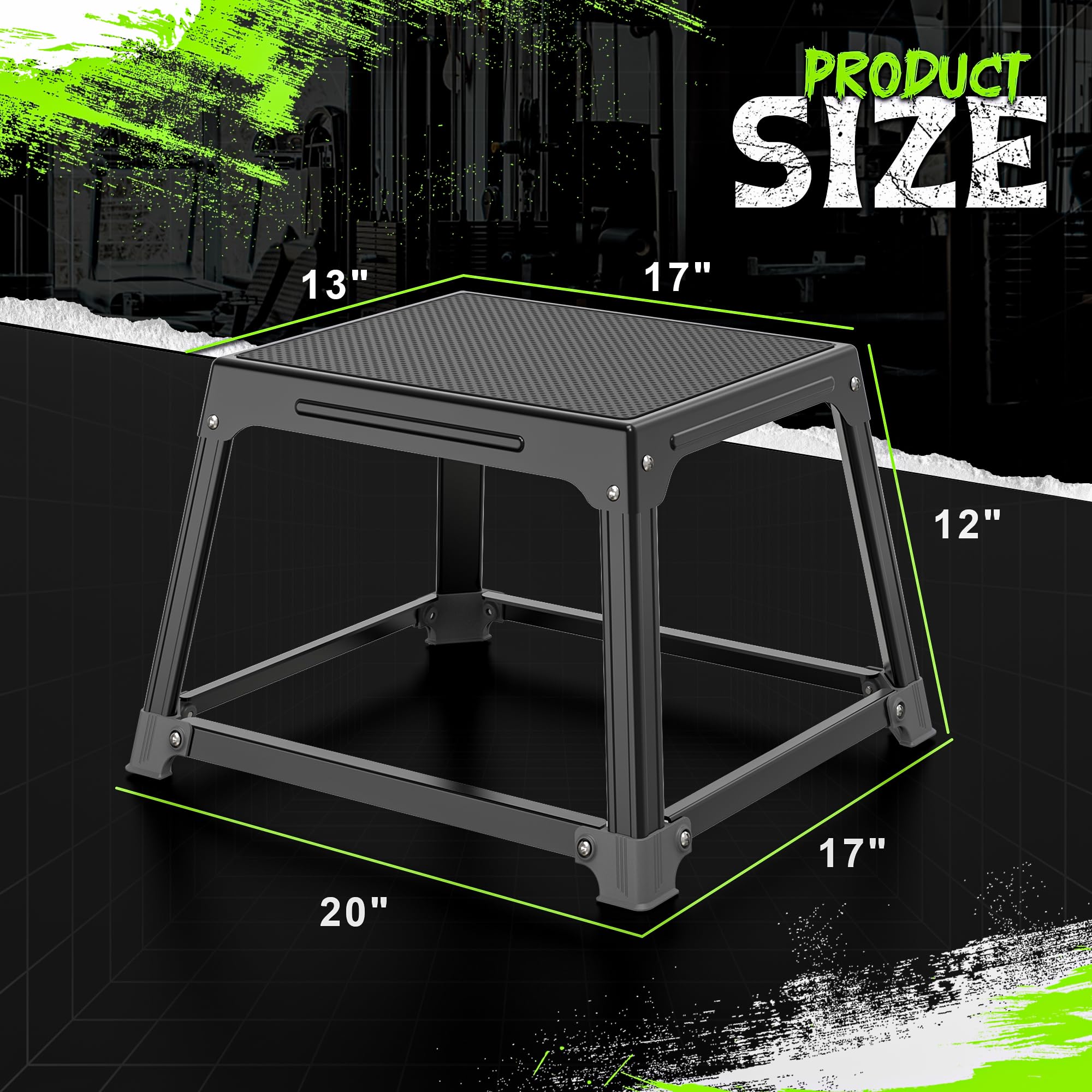 12 Inch Steel Plyometric Box – 17x13 Surface Jump Trainer