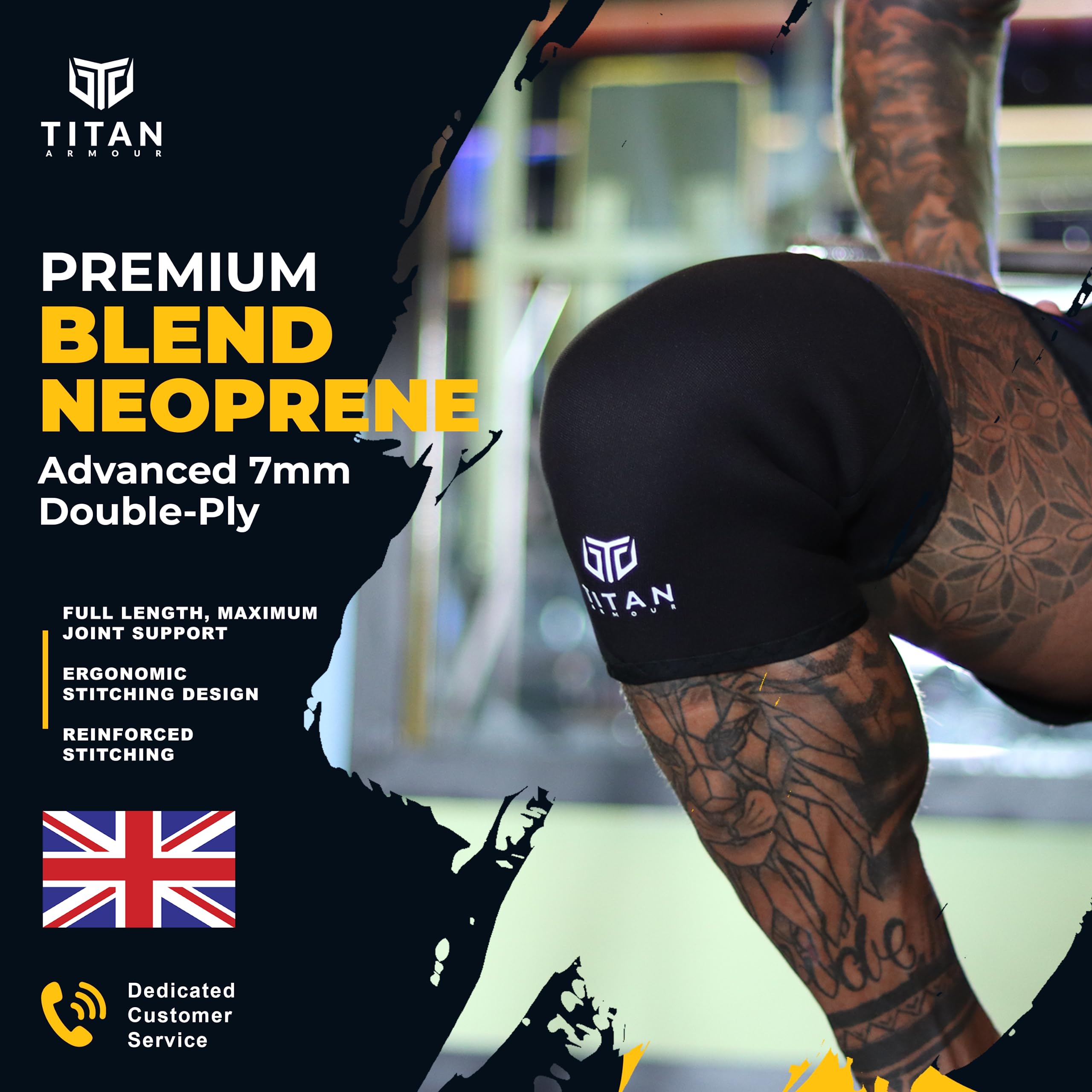 Titan Armour 7mm Neoprene Knee Sleeves for Weightlifting & Squats