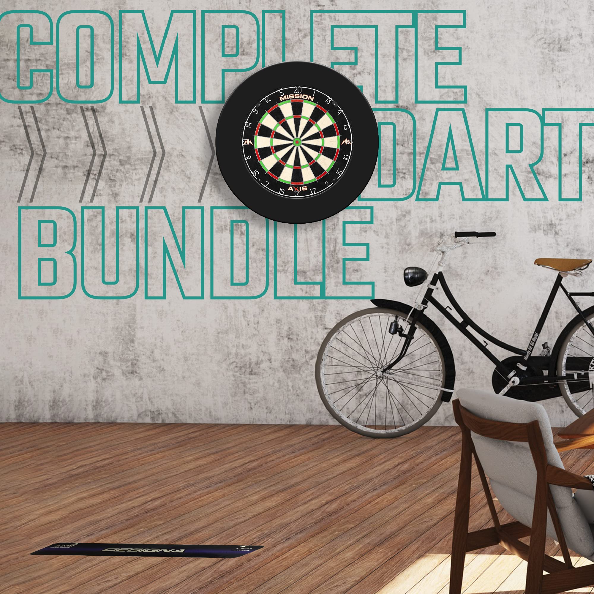 Mission Darts Home Centre Bundle | Dartboard, Jigsaw Surround & 2 Sets