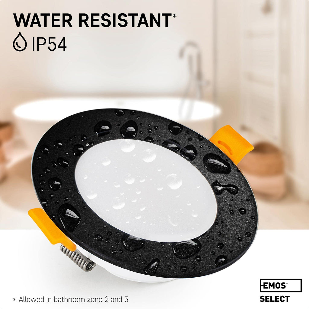 EMOS LED Recessed Downlights - IP54 Waterproof 3000K Warm White - Set of 12