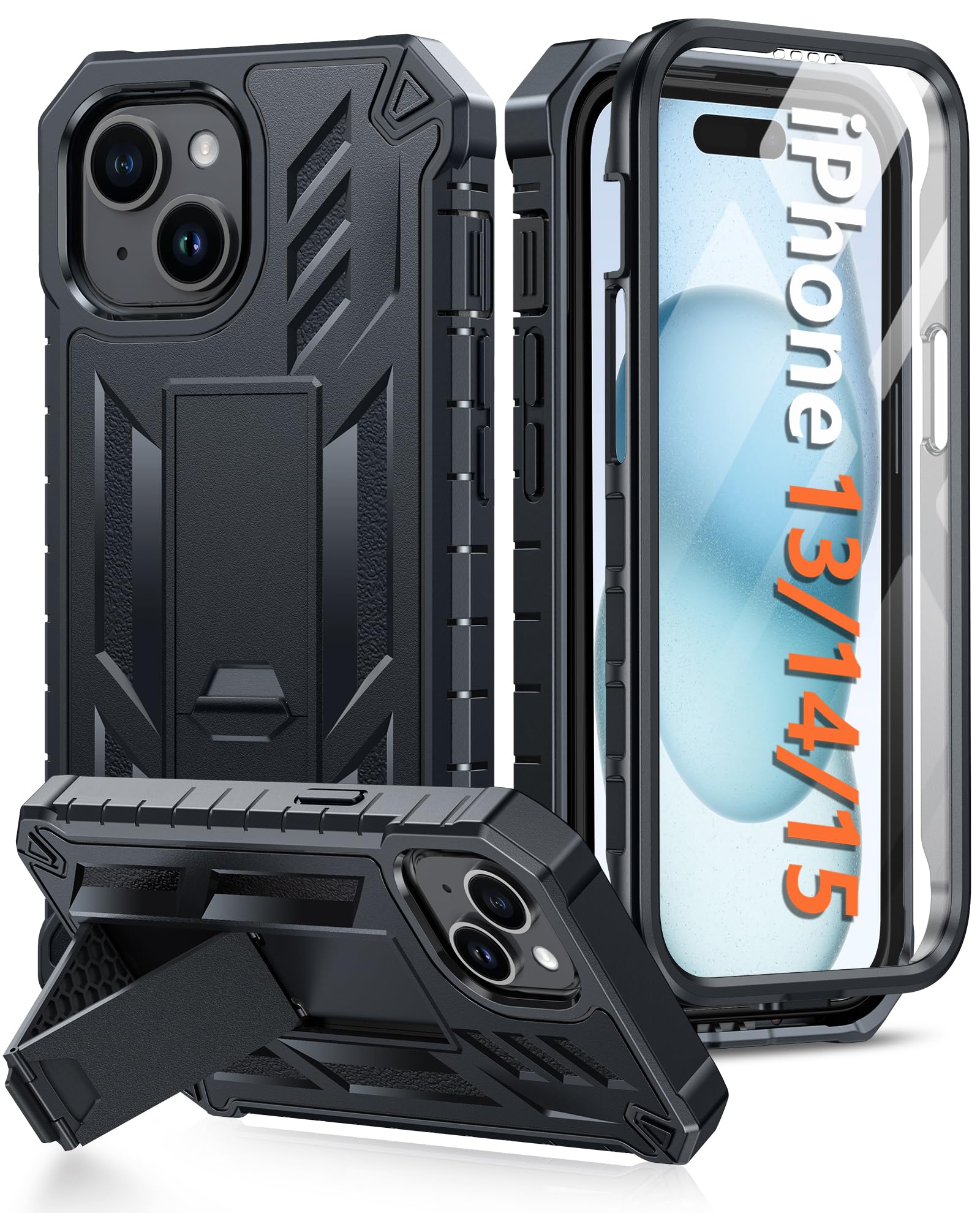 FNTCASE iPhone 15/14/13 Case | Military Grade Shockproof Kickstand