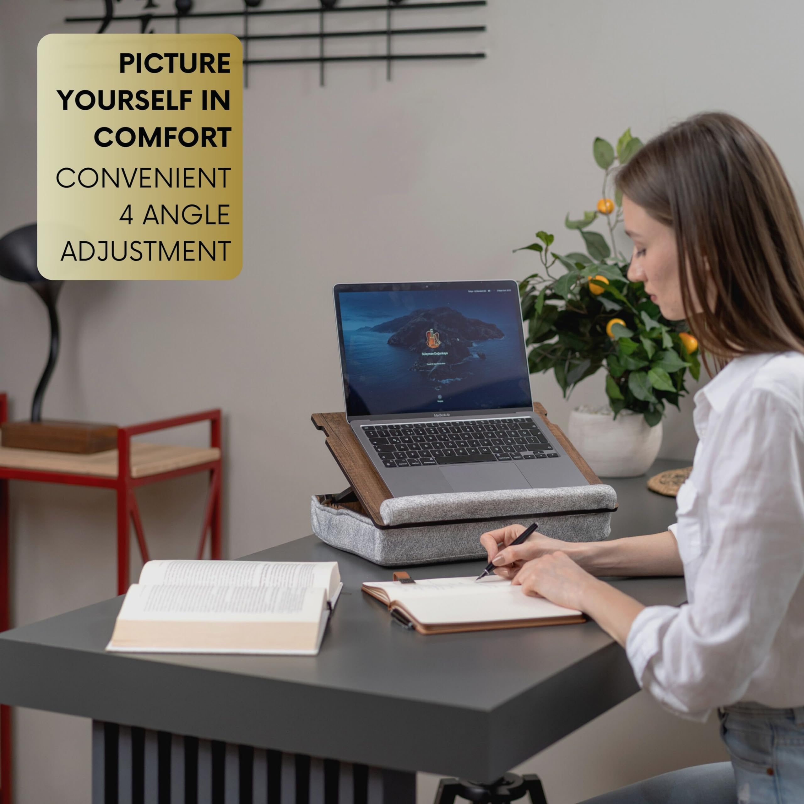 Vigo Wood Laptop Tray – Ergonomic Lap Desk with Mousepad