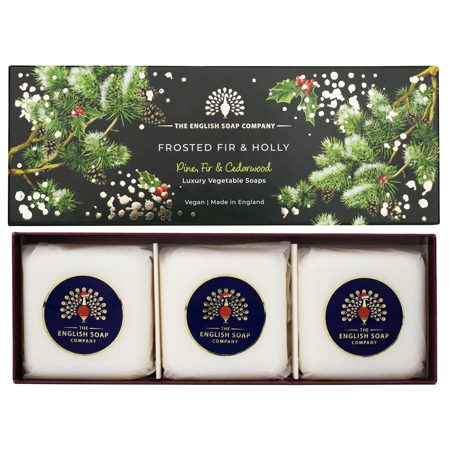 The English Soap Company Frosted Fir & Holly Triple Soap Gift Box