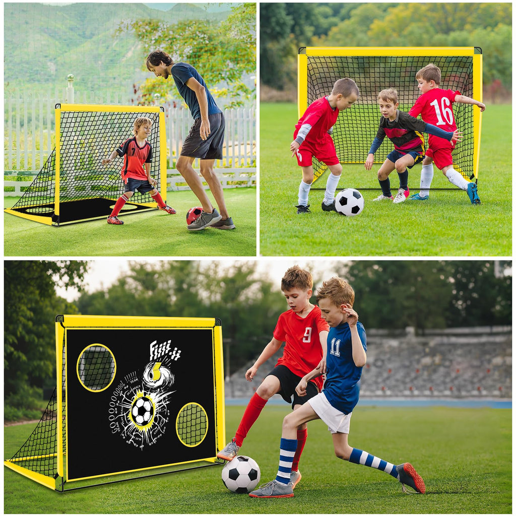 EXTFANS 2-in-1 Pop Up Football Goal for Kids – Portable Training Net