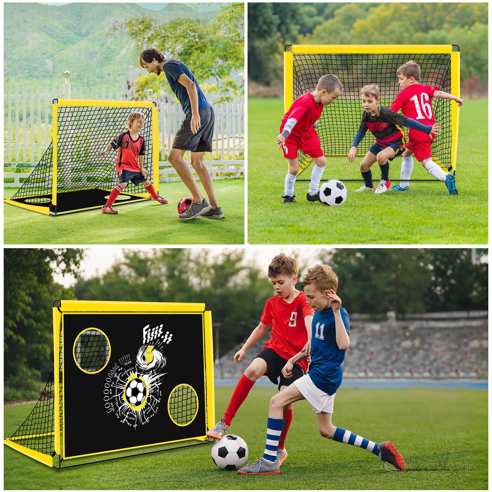 EXTFANS 2-in-1 Pop Up Football Goal for Kids – Portable Training Net