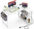 Yornoli L-Shaped Computer Desk with Power Outlet & Storage - Snow White