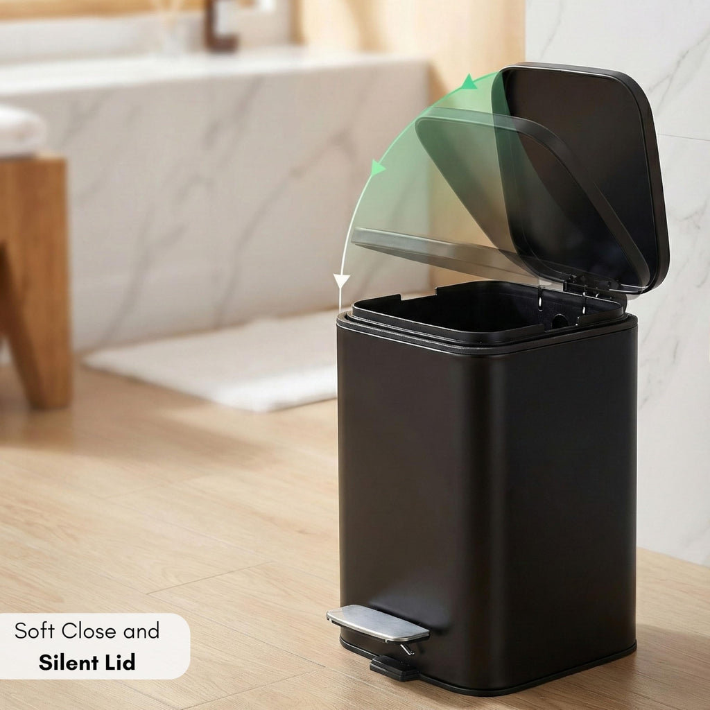 Erreke Bathroom Pedal Bin 3L, Black, Removable Inner Bucket, Modern Design - image 4