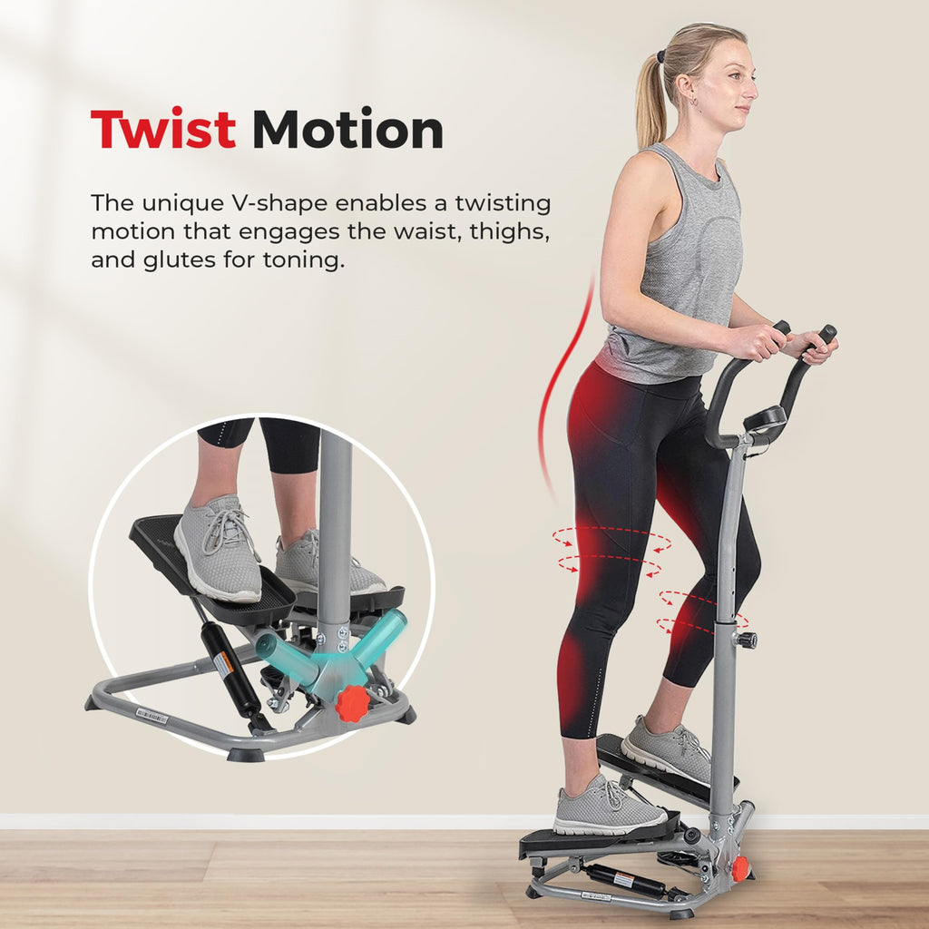 Sunny Health & Fitness Twister Stepper with Handlebars and LCD Monitor