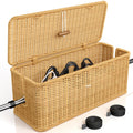 Jolof Store Handmade Rattan Cable Management Box for Desk Wires
