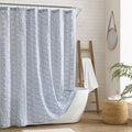 Peri Home Blue Ikat Eyelet Cotton Shower Curtain | 72 x 72 Inches