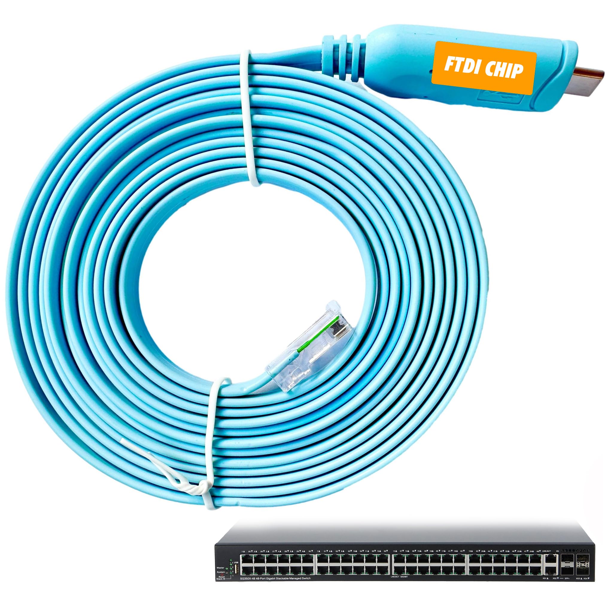 USB-C to RJ45 Console Cable – 10ft for Cisco, HP & MacBook