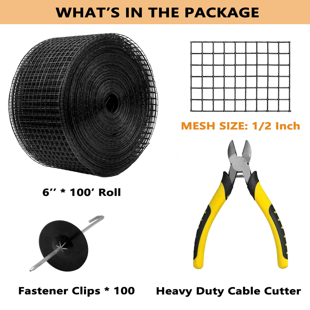 PROLEE Solar Panel Bird Guard – 6in x 100ft PVC Coated Wire Mesh Kit