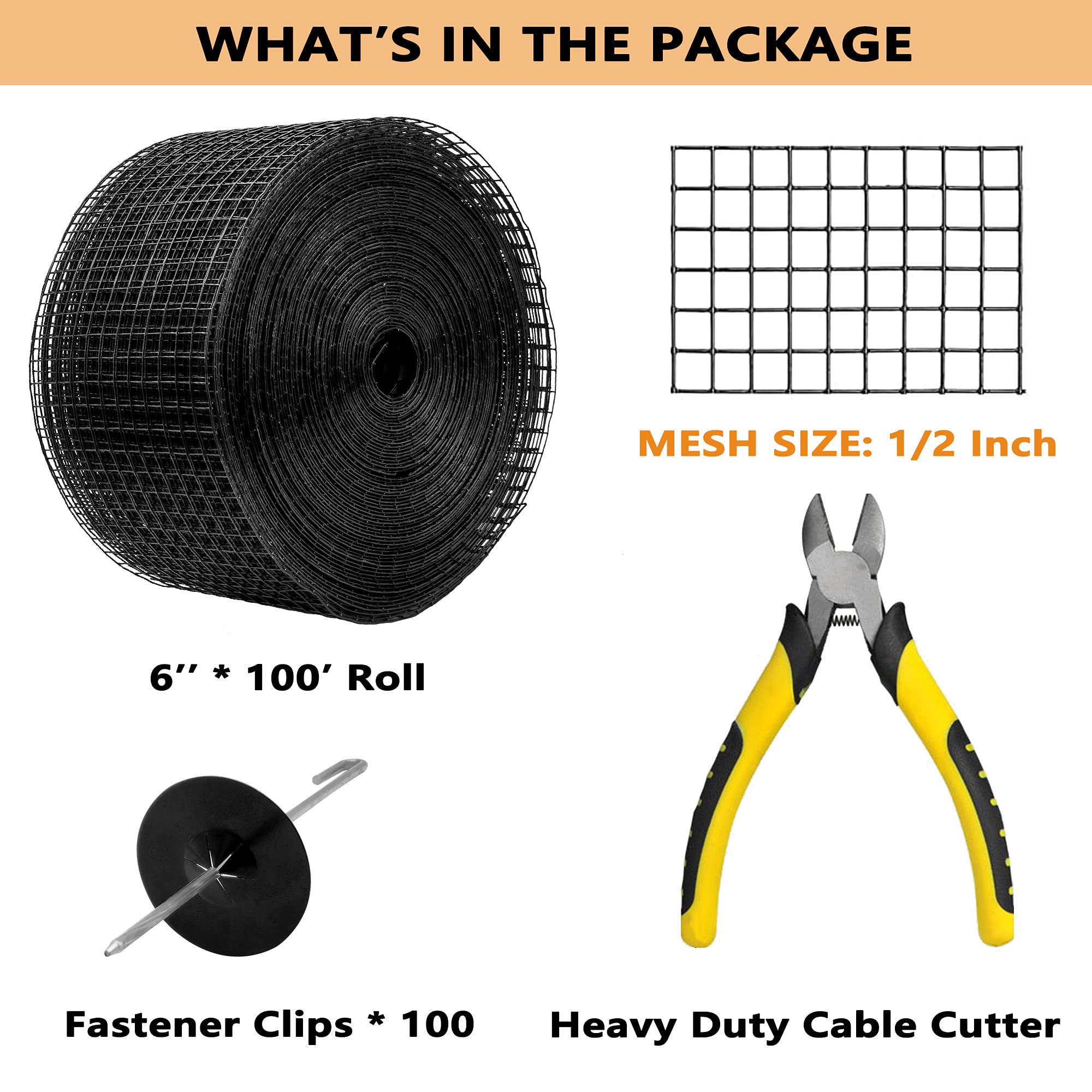 PROLEE Solar Panel Bird Guard – 6in x 100ft PVC Coated Wire Mesh Kit