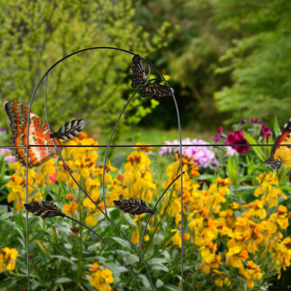 Relaxdays Metal Garden Edging – 5 Piece Butterfly Flowerbed Border, Black