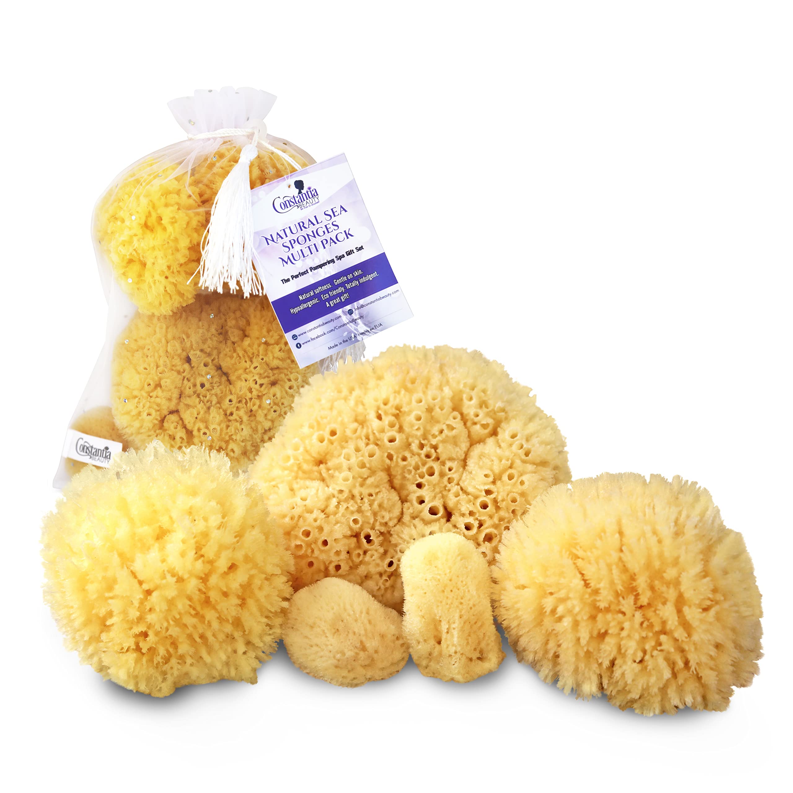 Natural Sea Sponges - 5pc Hypoallergenic Bath Gift Set