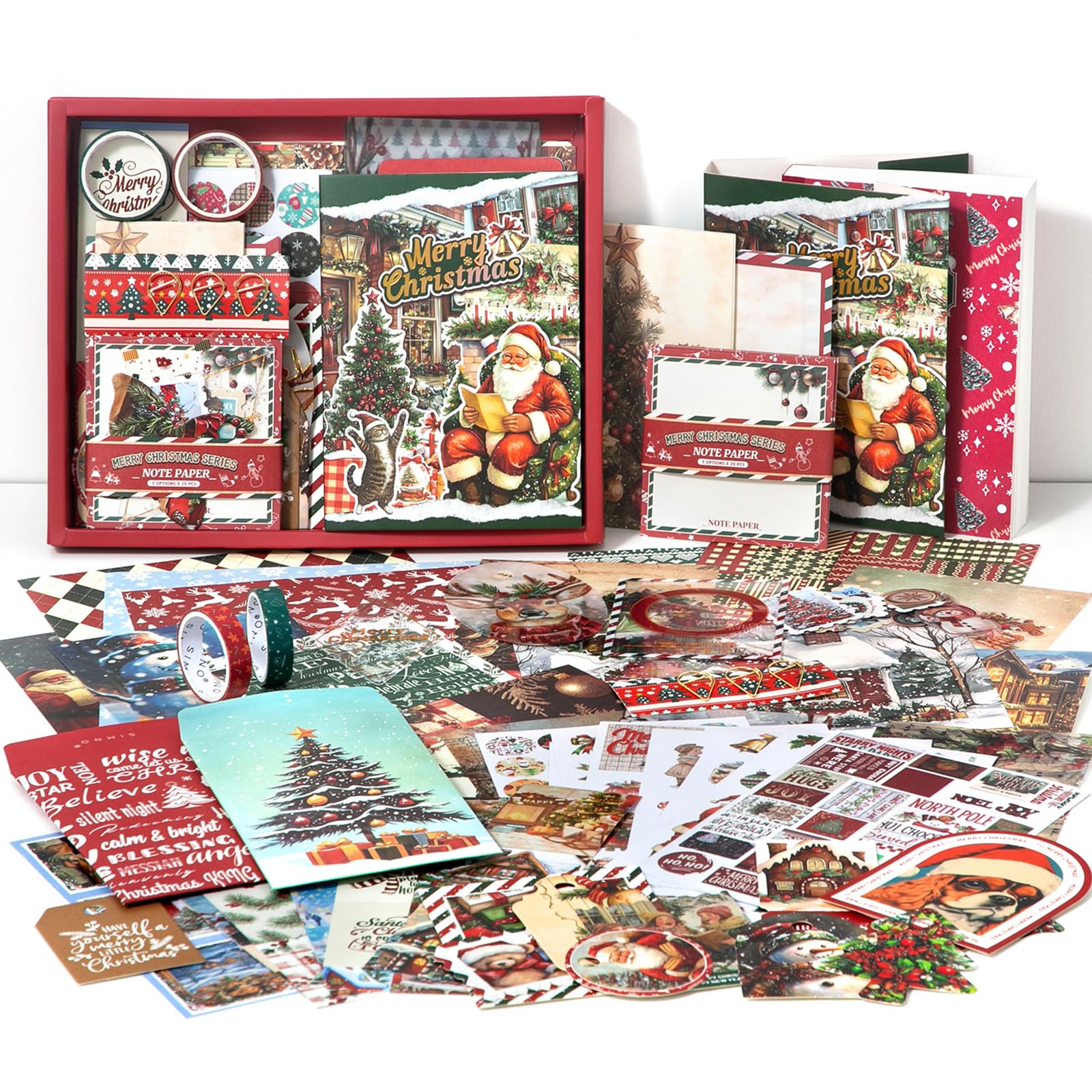 Christmas Scrapbook Kit – Red A6 Grid Bullet Junk Journal Set
