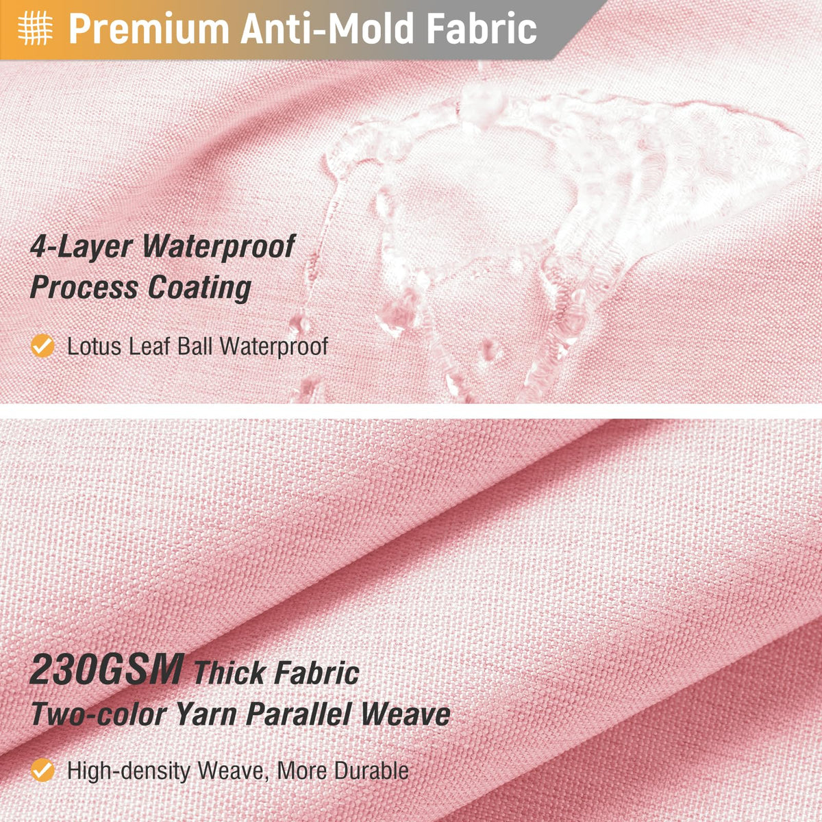 BTTN Extra Long Linen Look Shower Curtain, Waterproof, 182x244cm, Pink - image 5