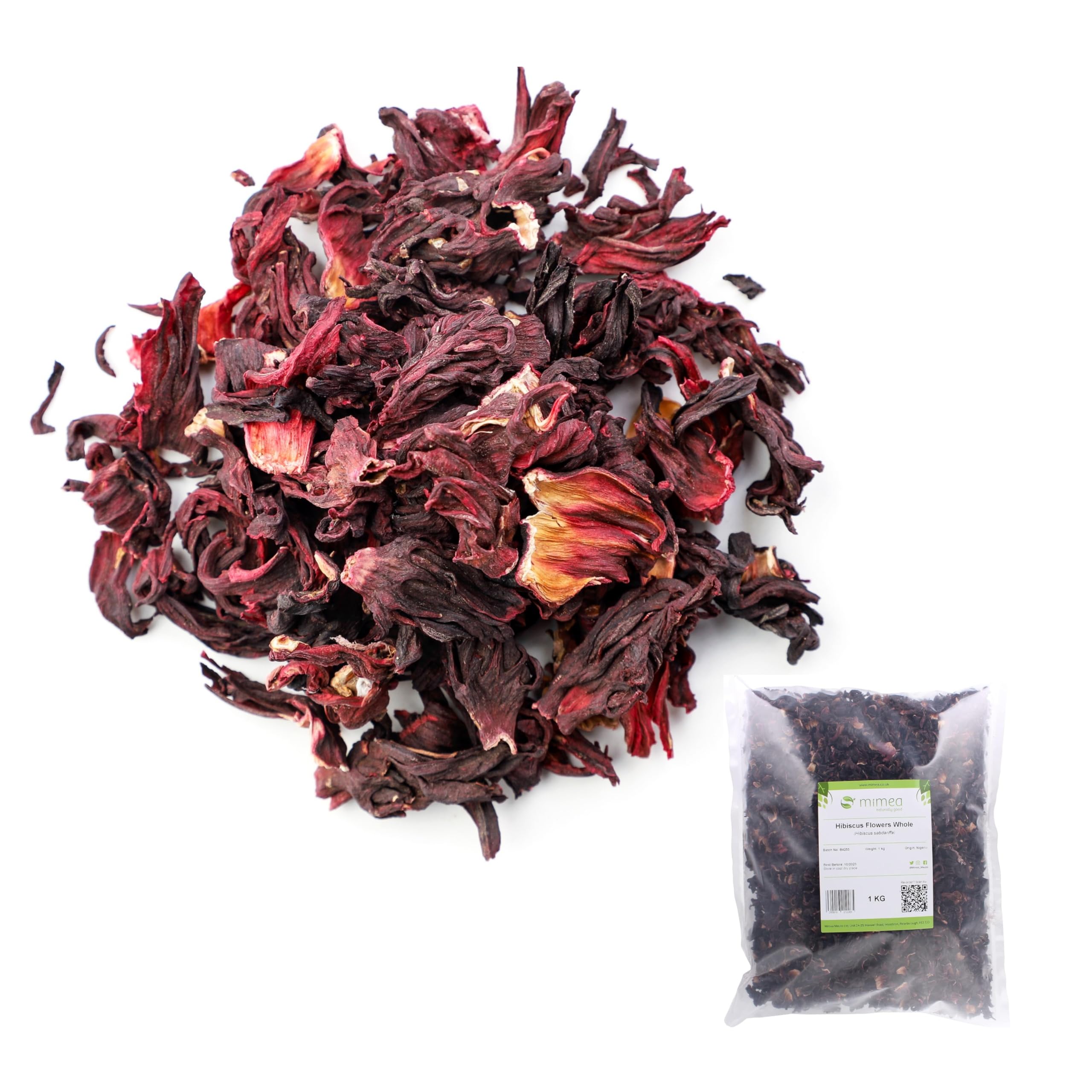 Mimea Whole Dried Hibiscus Flowers – 1kg Bulk Herbal Tea Infusion