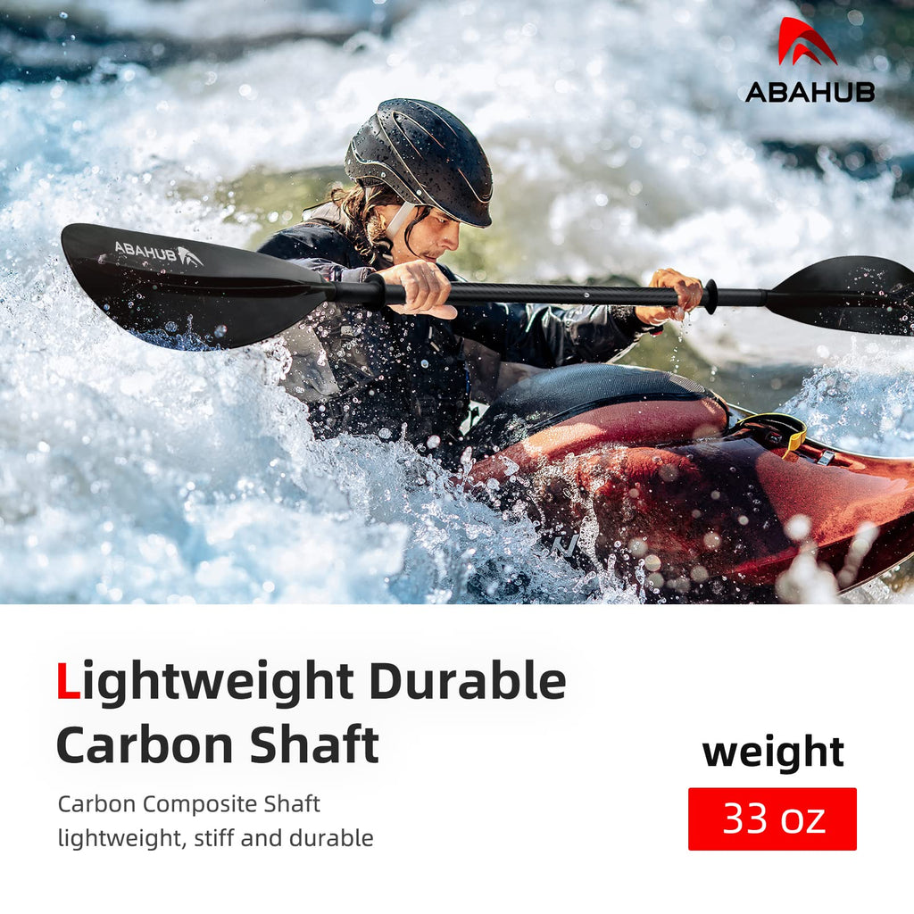 Abahub Carbon Fiber Kayak Paddle | 90.5 Inch Lightweight Oar with Leash