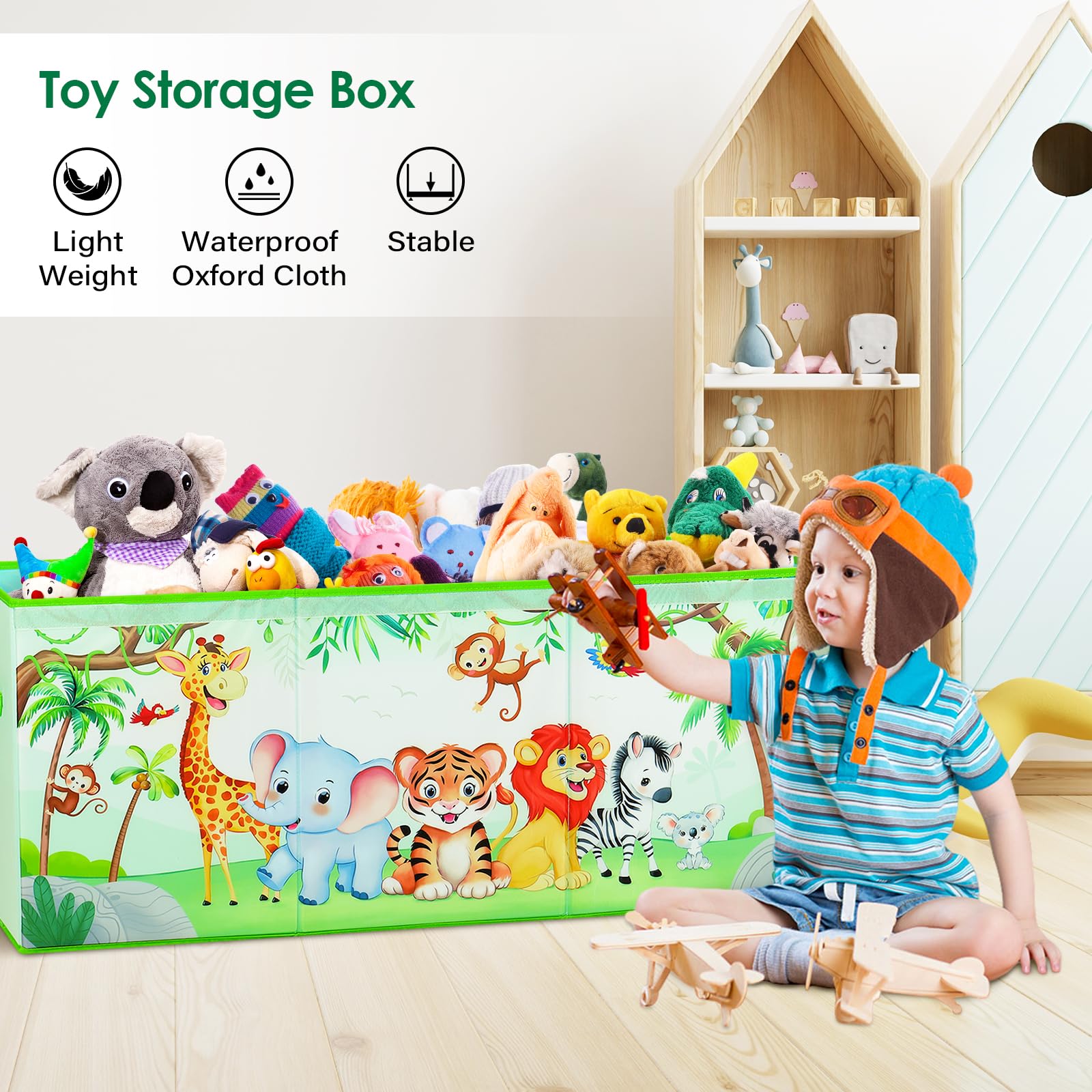Decalsweet Jungle Animal Extra Large Toy Storage Box – Foldable Oxford Chest
